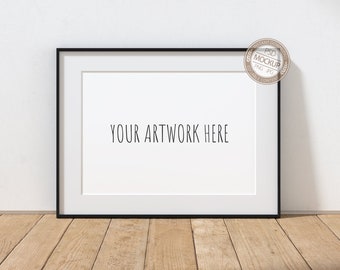A4 A3 A2 A1 Landscape Black Frame Mockup for Your Artwork, Stock Digital Art, PSD + PNG + JPG