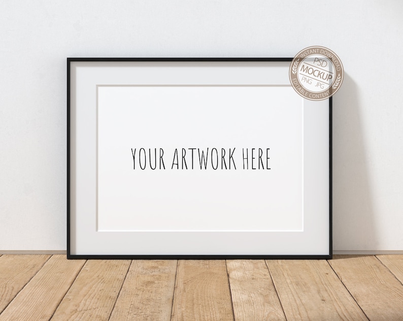 Download A4 A3 A2 A1 Landscape Black Frame Mockup for Your Artwork | Etsy