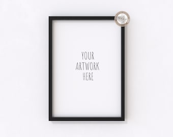 A1 A2 A3 A4 Portrait Black Frame Mockup,Vertical Frame on White Wall Mockup,Neutral Background,Digital Item,Photo Mock Up,PSD+PNG+JPG