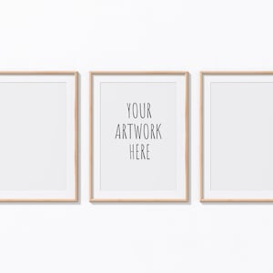 A4 A3 A2 A1 Set of Three Wooden Vertical Frames Mockup,Set of 3,White Background, Portrait Mock Up,Digital Item,Stock Photo,PSD+PNG+JPG