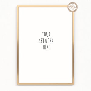 A1 A2 A3 A4 Portrait Gold Frame Mockup,Vertical Frame on White Wall Mockup,Neutral Background,Digital Item,Photo Mock Up,PSD+PNG+JPG