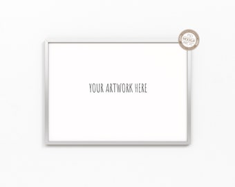 A4 A3 A2 A1 Horizontal Frame Mockup, Silver,Thin Minimal Frame,Neutral Empty Background,Stock Photography Mock Up,Frame Template,PSD+PNG+JPG