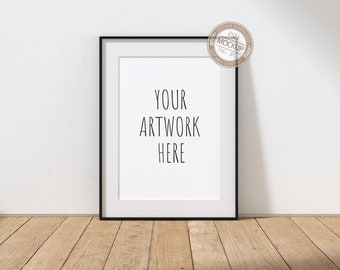 A4 A3 A2 A1 Portrait Black Frame Mockup for Your Artwork, Stock Digital Art, PSD + PNG + JPG