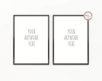May include: Two black framed square prints with white mats and the text "YOUR ARTWORK HERE" in the center of each print.