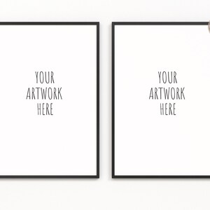 A4 A3 A2 A1 Set of Two Portrait Black Wood Frame Mockup, Set of 2, Mockup, White Background, Digital Frame Mock Up,Stock Image,PSD+PNG+JPG