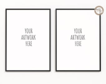 May include: Two black framed square picture frames with white mats and the text "YOUR ARTWORK HERE" in each frame.