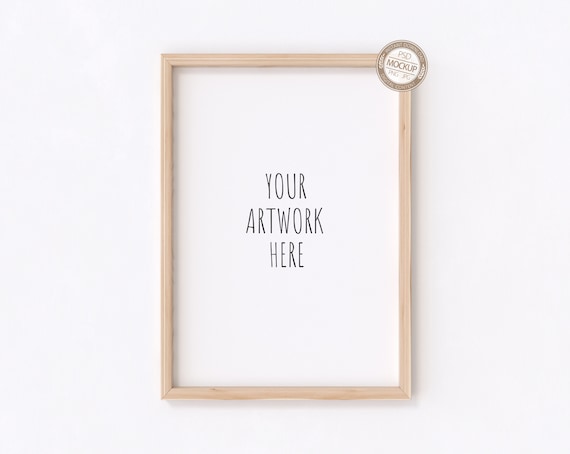 A1 A2 A3 A4 Wooden Frame Mockup,Vertical Frame on White Wall Mockup,Portrait,Neutral Empty Background,Digital Photo Mock Up,PSD+PNG+JPG