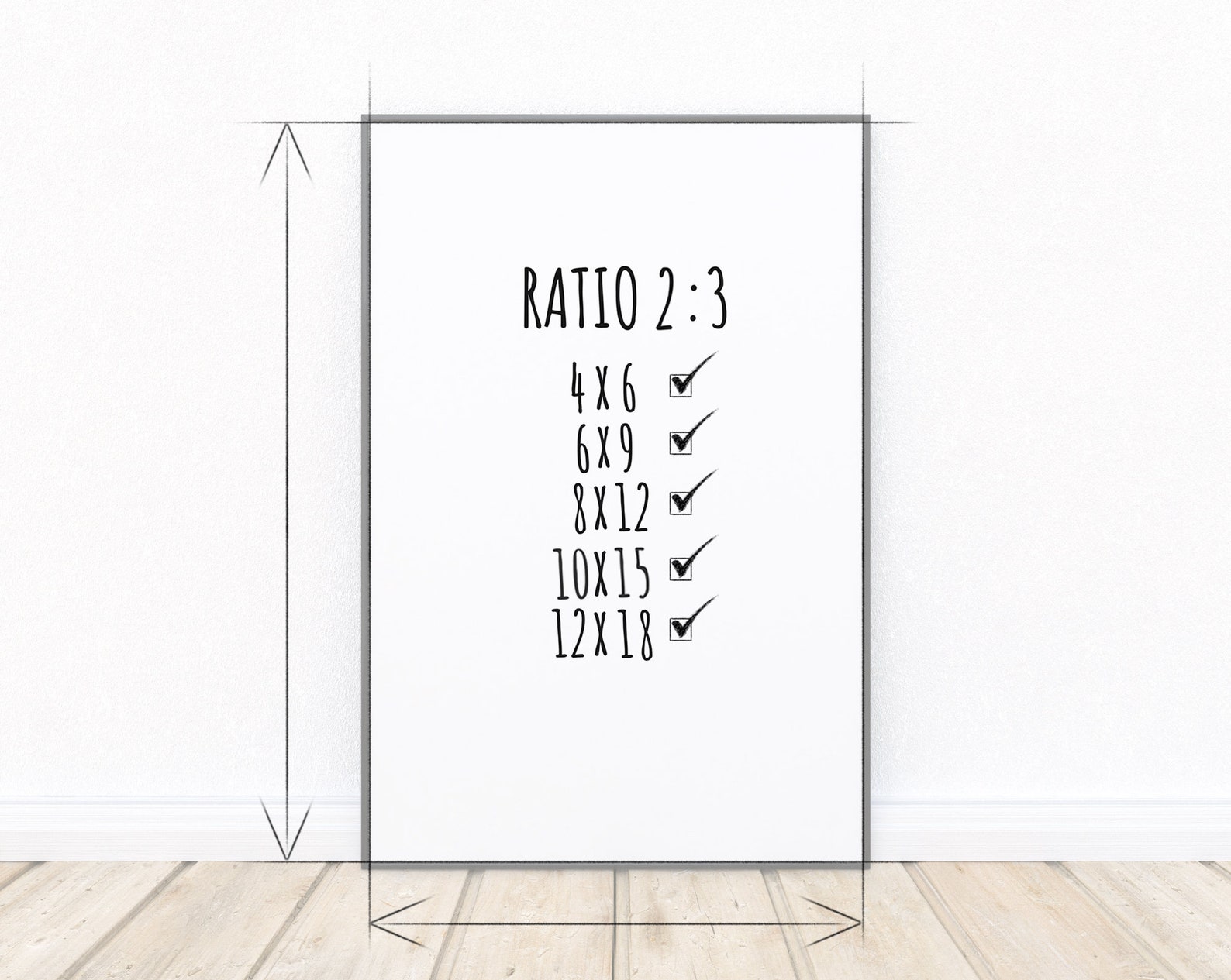 2:3 Ratio Vertical Black Thin Frame Mockup for Your Artwork | Etsy