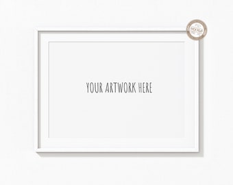 A4 A3 A2 A1 Landscape Frame Mockup,White,Thin Horizontal Frame,Neutral Empty Background,Stock Photography Mock Up,Frame Template,PSD+PNG+JPG