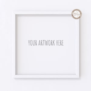 May include: White picture frame with a white mat and the text "YOUR ARTWORK HERE" in black.