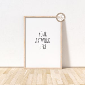 A4 A3 A2 A1 Vertical Frame Mockup, Wooden Mockup Frame, Modern Vertical Frame Mockup, Portrait A Size Frame Mock Up,Wood Floor, PSD PNG JPG