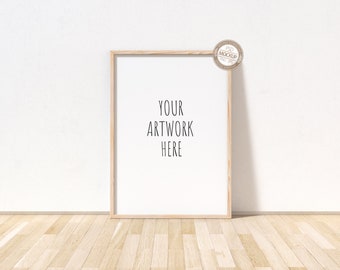 A4 A3 A2 A1 Vertical Frame Mockup, Wooden Mockup Frame, Modern Vertical Frame Mockup, Portrait A Size Frame Mock Up,Wood Floor, PSD PNG JPG