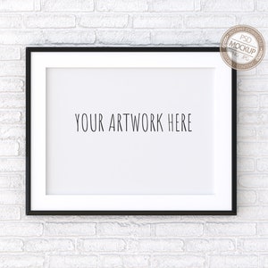 3:4 Black Frame Mockup, Landscape Thin Frame, Digital Styled Frame on Brick Wall,Neutral Empty Background,Photography Mock Up, PSD+PNG+JPG