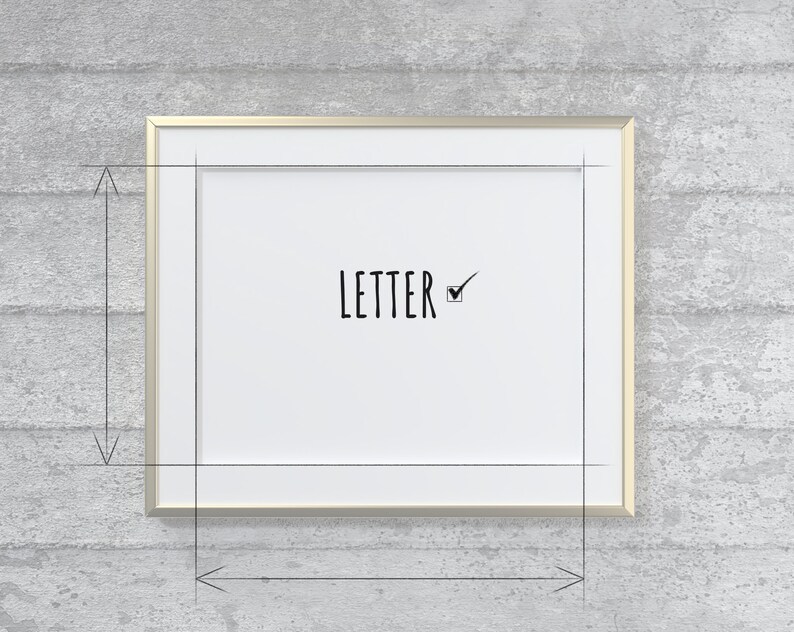 8.5 X 11 Landscape Thin Frame Mockup Letter Size Golden Etsy