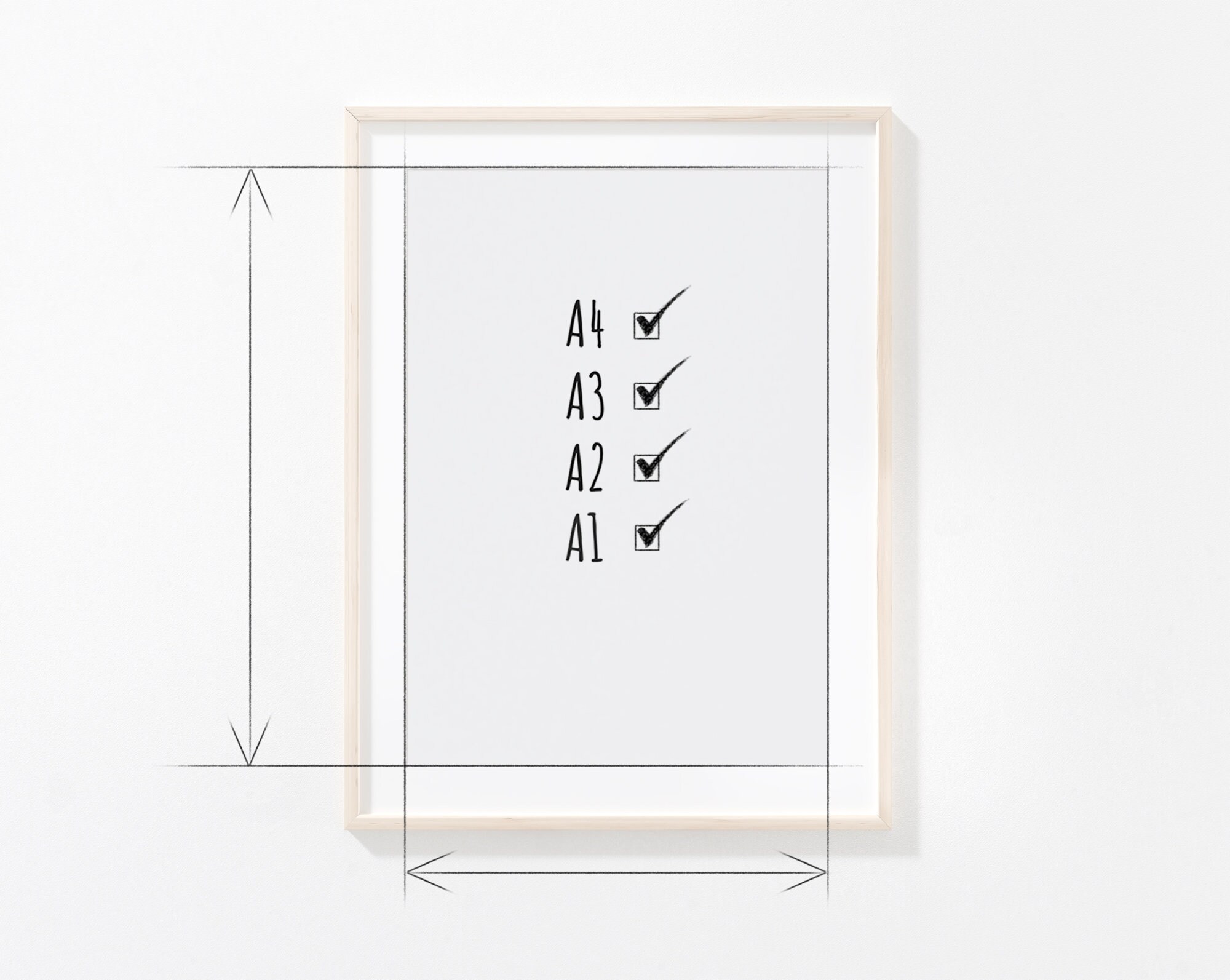 A4 A3 A2 A1 Portrait Frame Mockup Wooden Thin Minimal Frame | Etsy