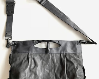 Vintage Aunts & Uncles Leather Top Handle Bag, Gray SMOOTH Leather Handbag, Genuine Leather Shoulder Bag, Excellent Condition Beautiful Bag