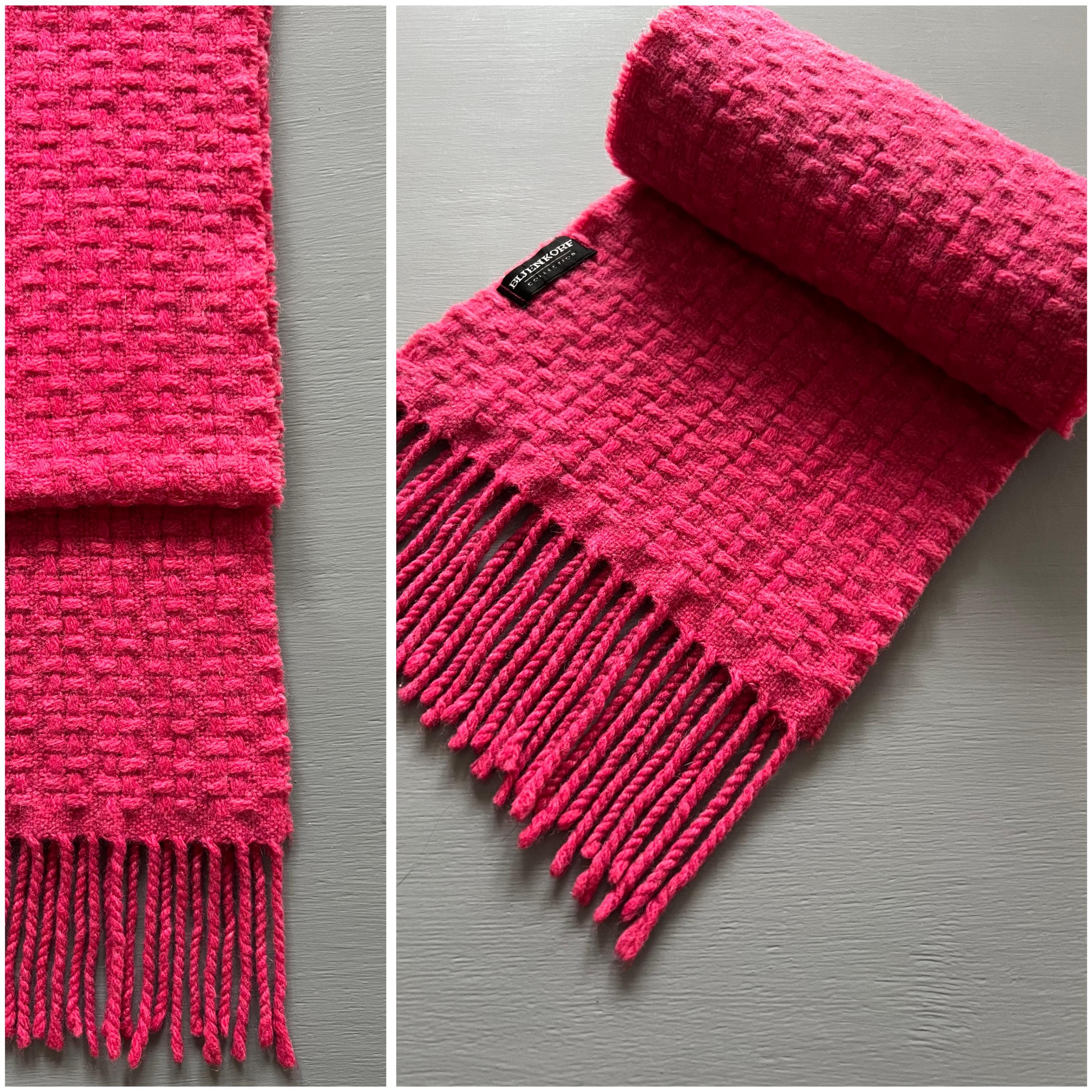 VTG Bijenkorf Bessenroze Sjaal Gebreide Getextureerde Stof Sjaal