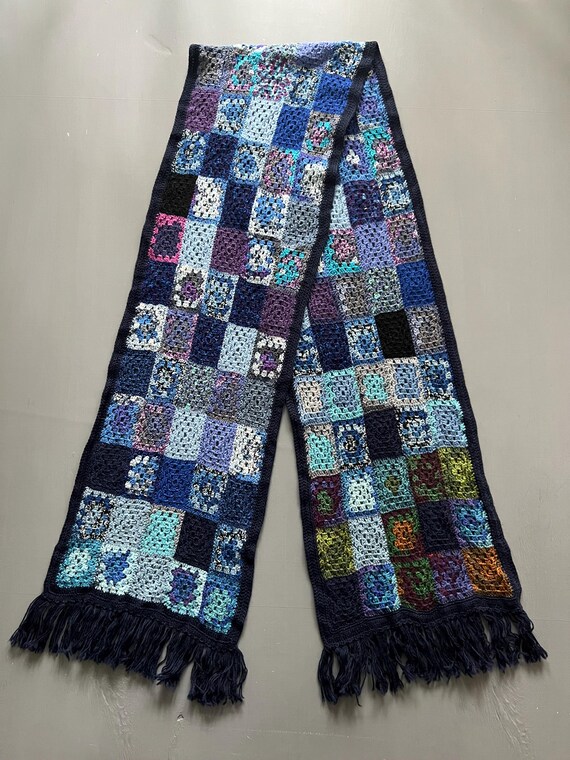 Vtg Unique Crocket Patchwork Hand Knitted Eyelet … - image 7