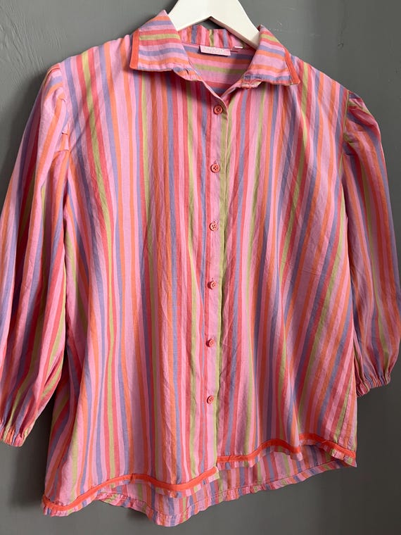 VTGK Kaktus Stickerei Bluse Pink Orange Mint Blau Grn Gelb Baumwolle Damen  Shirt 3/4 Puffrmel Button Up Top Retro Vibe Sz S - Etsy Schweiz