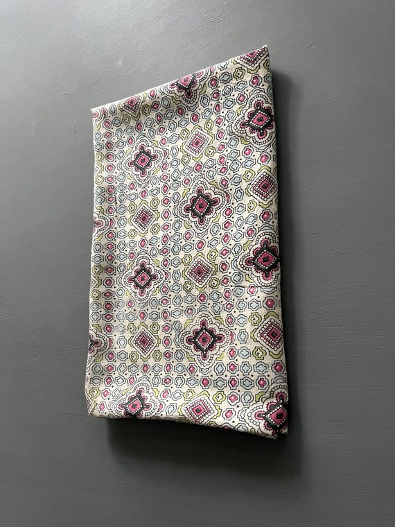 Vtg Huge Block Printed Shawl Rectangular Wrap Gra… - image 8