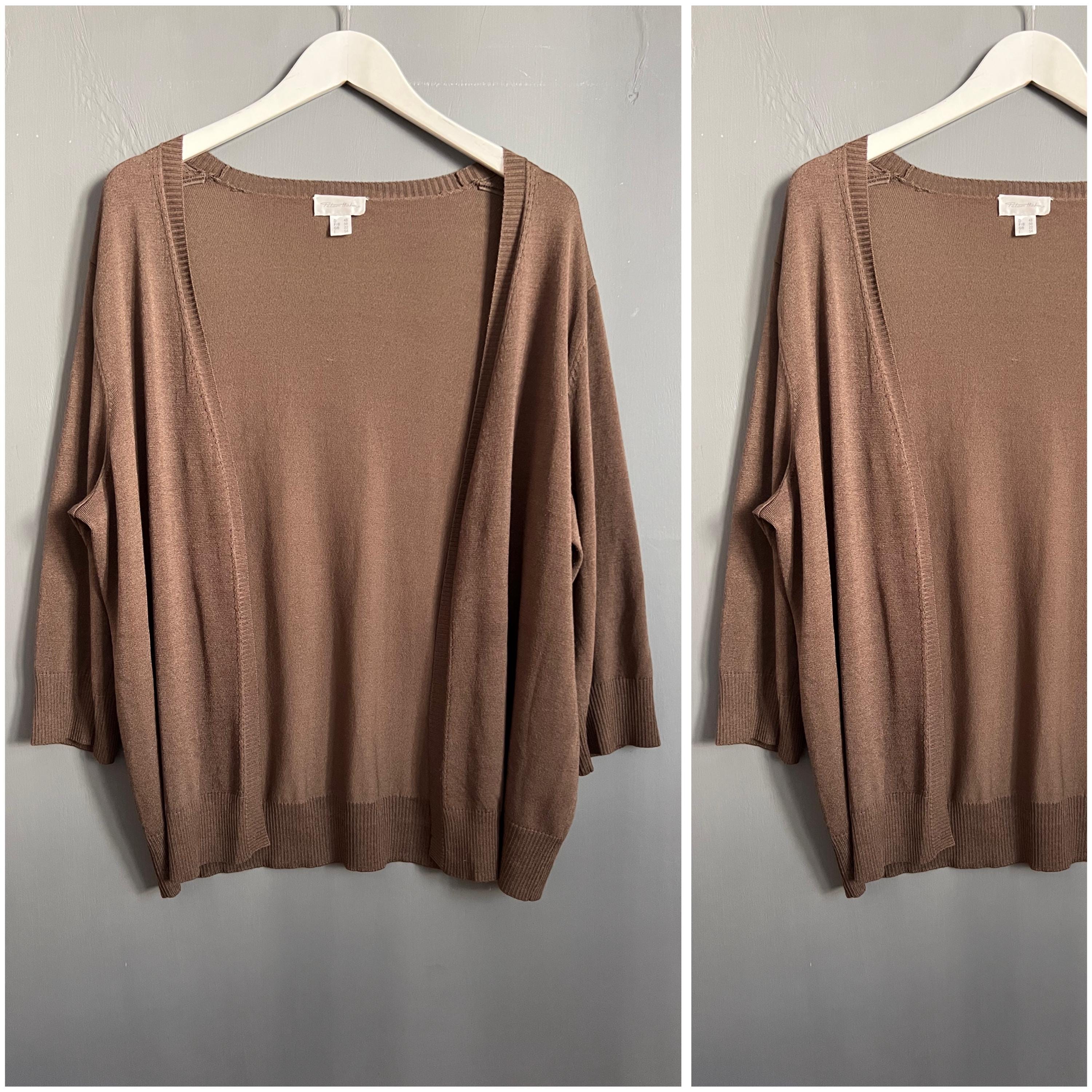 Vtg Peter Hahn Sweet Linen Cardigan Cocoa Brown Knitted Ladies