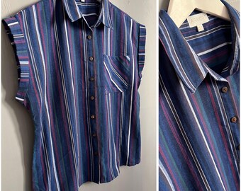 Chemise Banana Republic Femme XS - Gris Vichy Délavé, Manches Longues Boutonnées, Occasion Très Bon état
