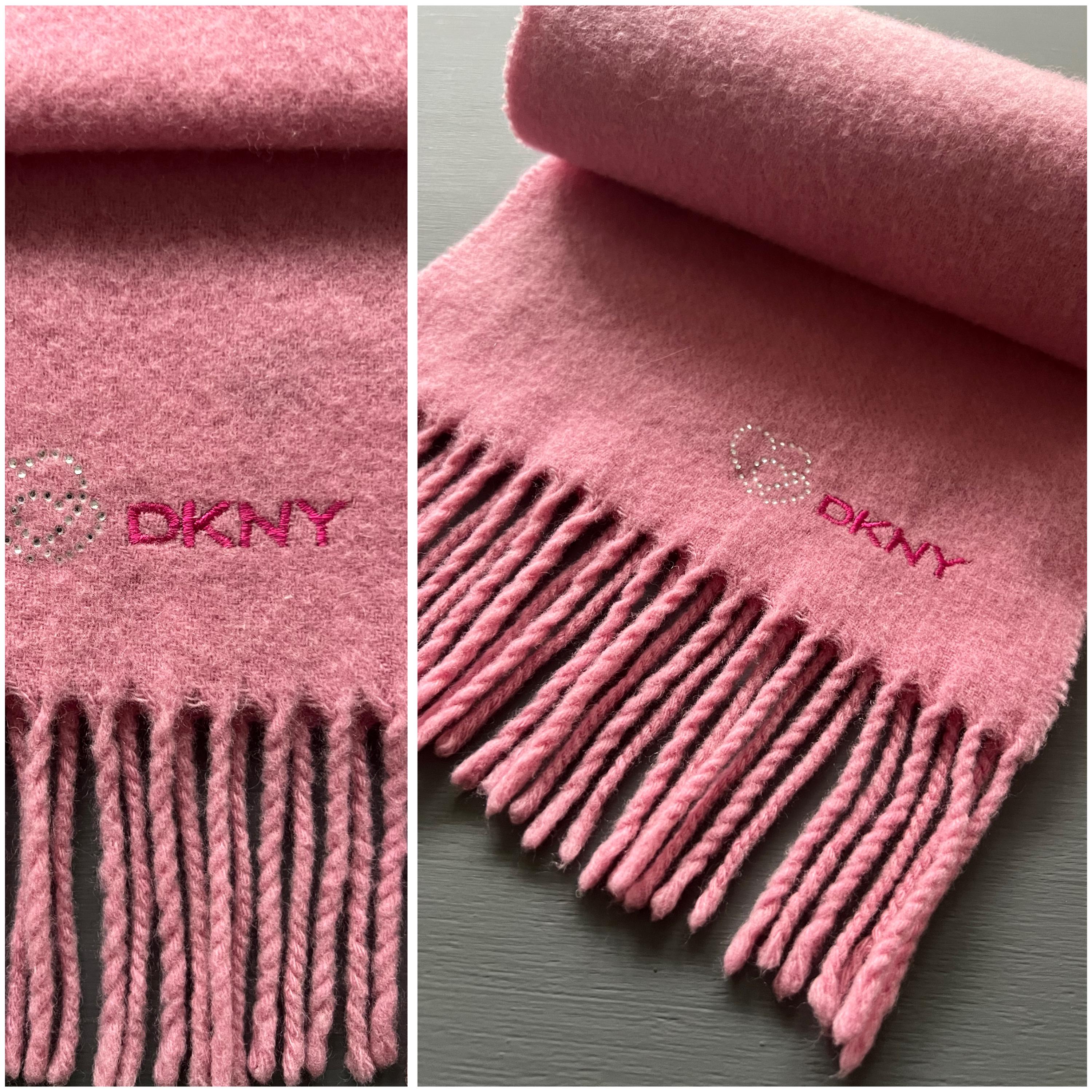 Vintage DKNY Sweet Wool Blend Scarf One Tone Pale Pink Shawl