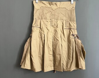 MARITHE+FRANCOIS GIRBAUD 変形スカート コットンリネン Vtg 1990's Marithe Francois Girbaud Extra High Waist Layered