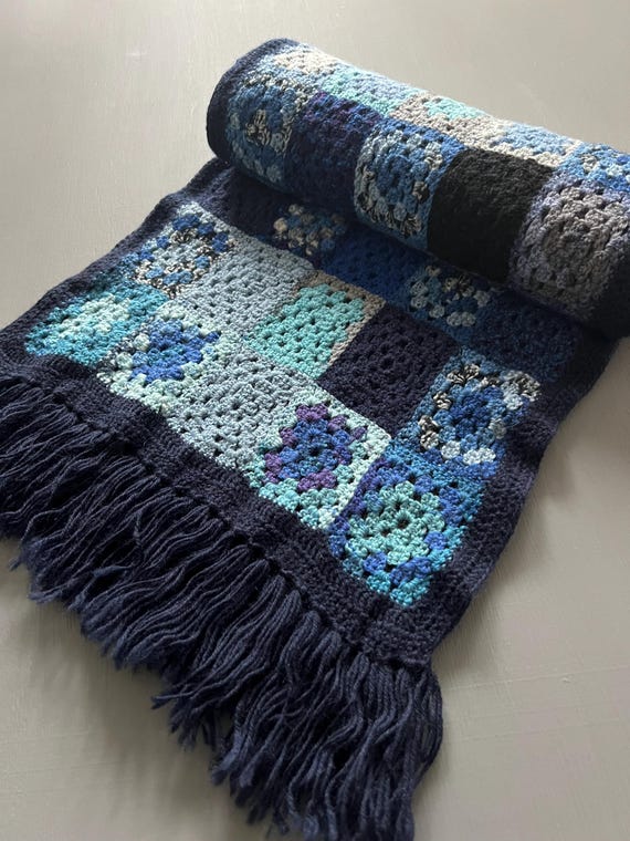 Vtg Unique Crocket Patchwork Hand Knitted Eyelet … - image 2