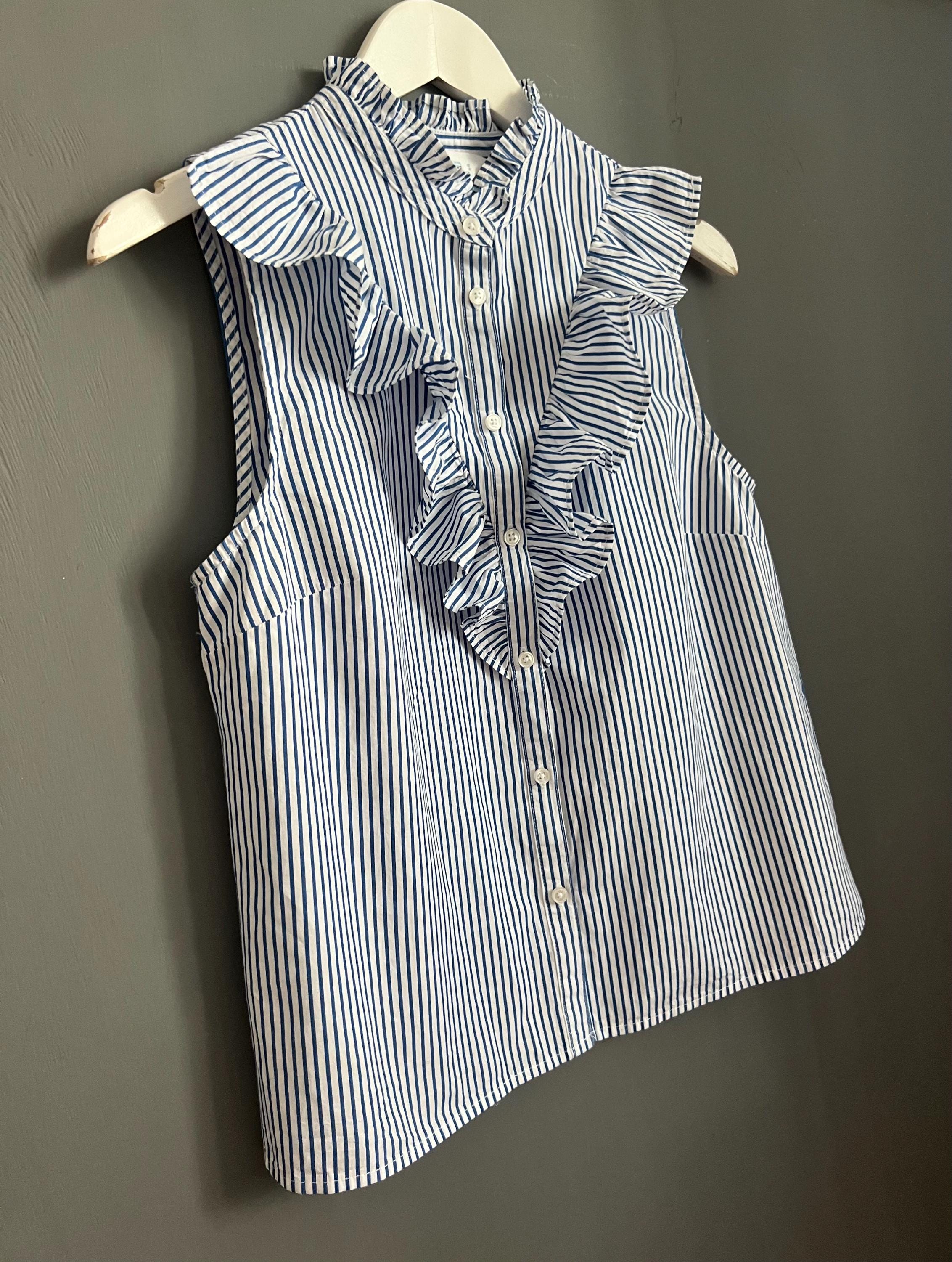 Bluelea Line Frill Blouseホワイト LTS Tall Women's White Dobby Frill Blouse | Long Tall Sally