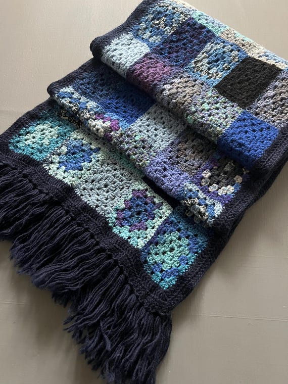 Vtg Unique Crocket Patchwork Hand Knitted Eyelet … - image 10