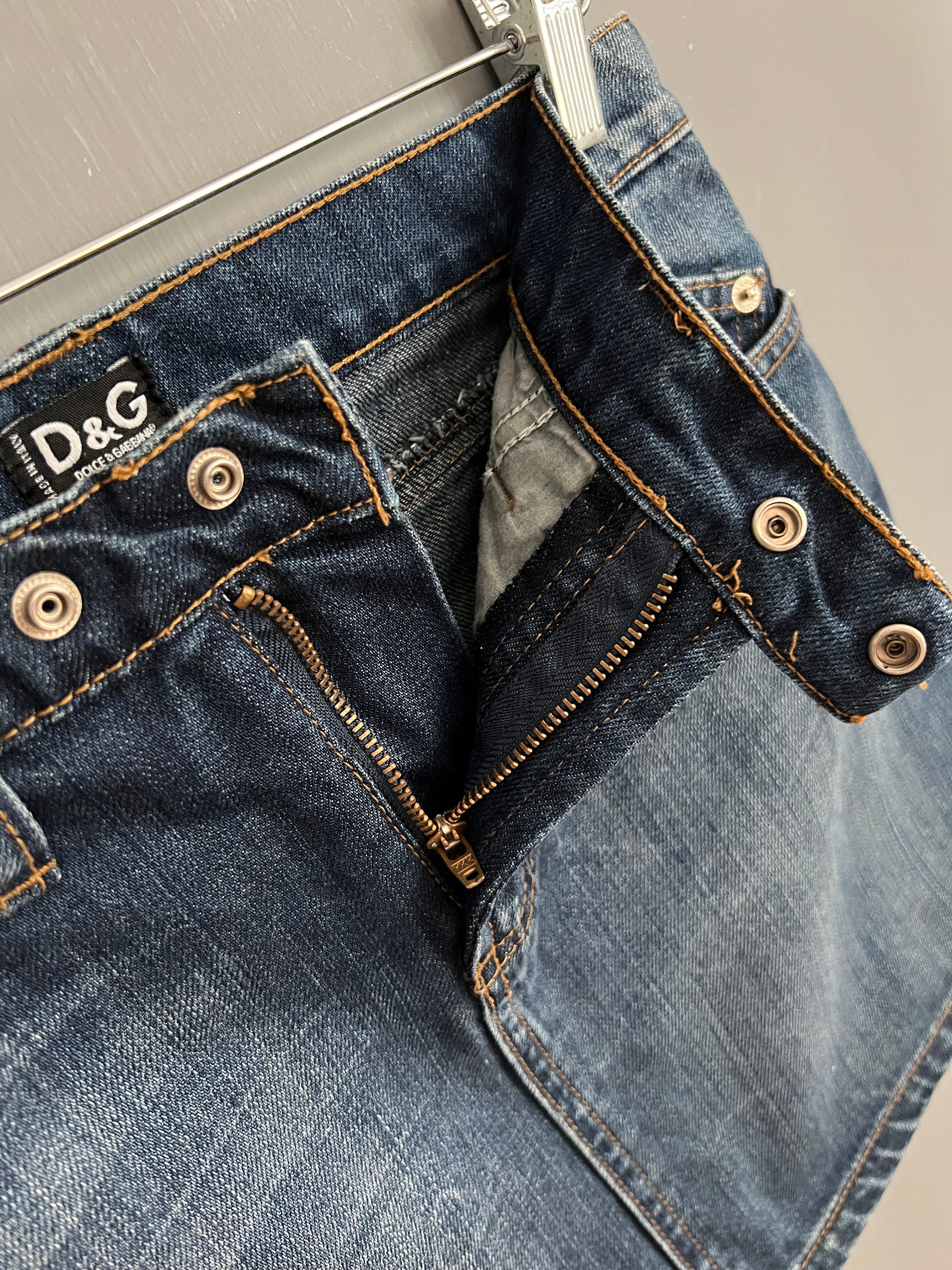 Vintage Y2K 2000's Dolce & Gabbana Denim Mini Skirt Low Rise Dark