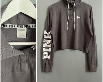 Felpa Con Cappuccio Victoria's Secret PINK – Campus Logo, Lamina Rosa, Taglie S M L, Nuova