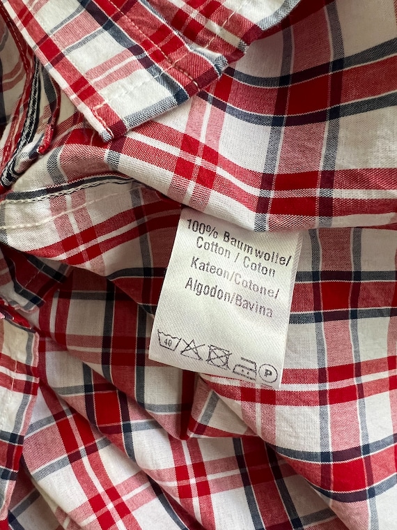 Chemise à Carreaux Oktoberfest 2025 Pour Femme, Col à Carreaux, Manches Courtes Bouffantes, Chemisiers Boutonnés, Hauts D'été Décontractés En Vichy, Bleu, S