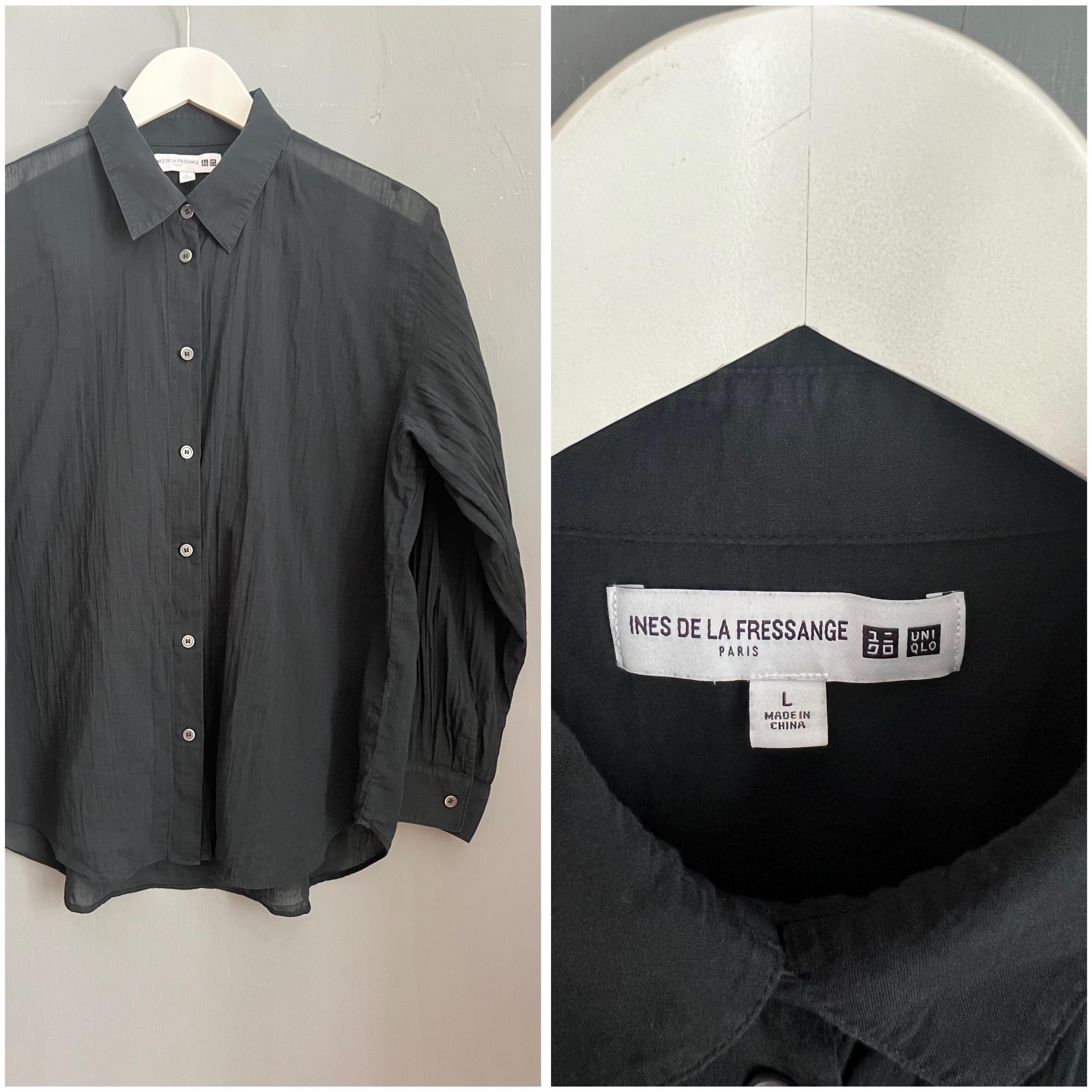 Ines de la Fressange ブローチ Ines De La Fressange Paris Uniqlo Blouse Black Cotton