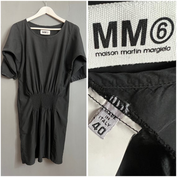 Maison Margiela, Vintage Maison Martin Margiela Dress Black Viscose & Cotton Top Bat Sleeve Above The Knee Tunic Made in Italy High End Designer Blouse Sz XS