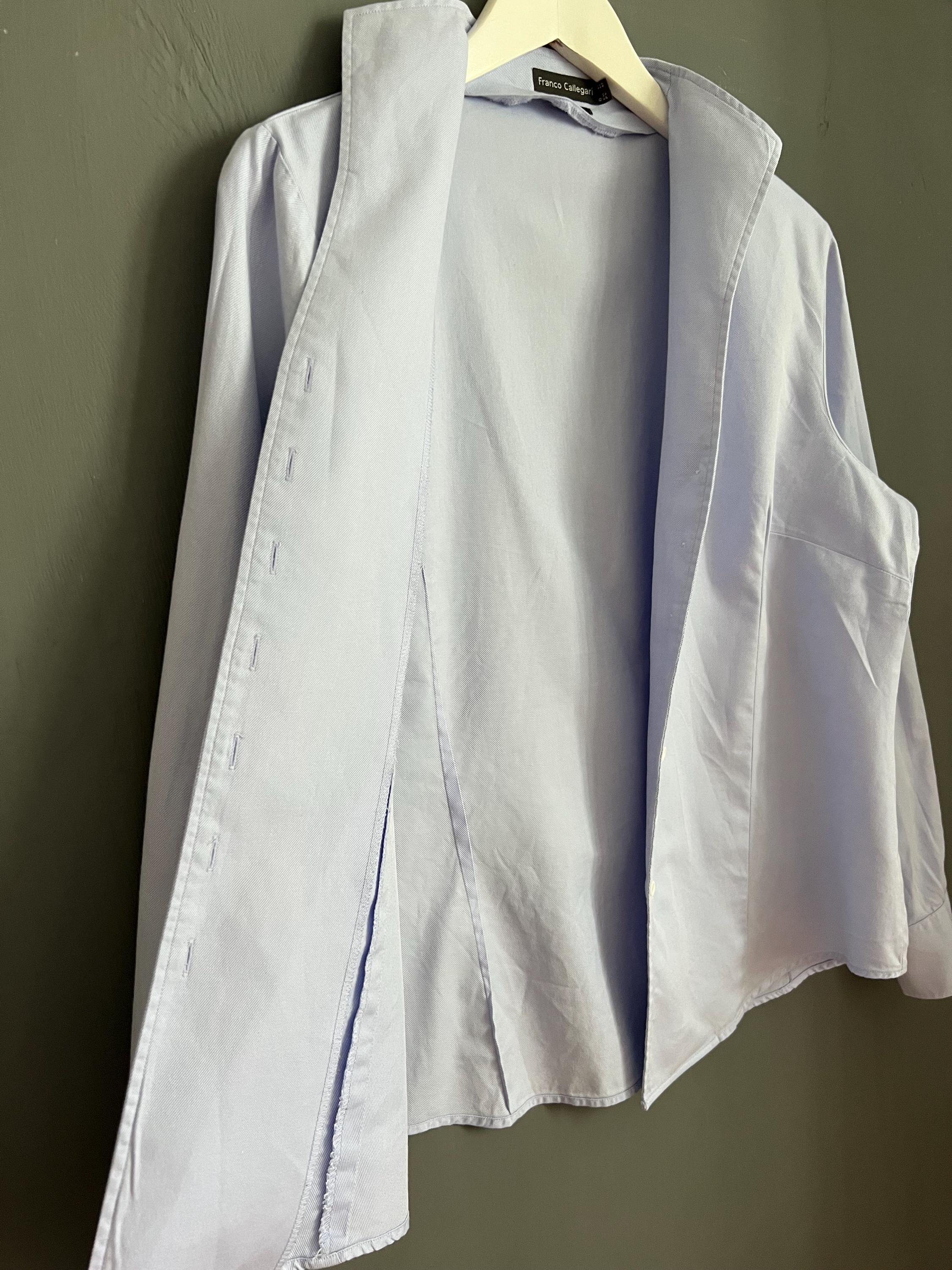 Vtg Franco Callegari Blouse Baby Blue All Cotton Ladies Shirt Long ...