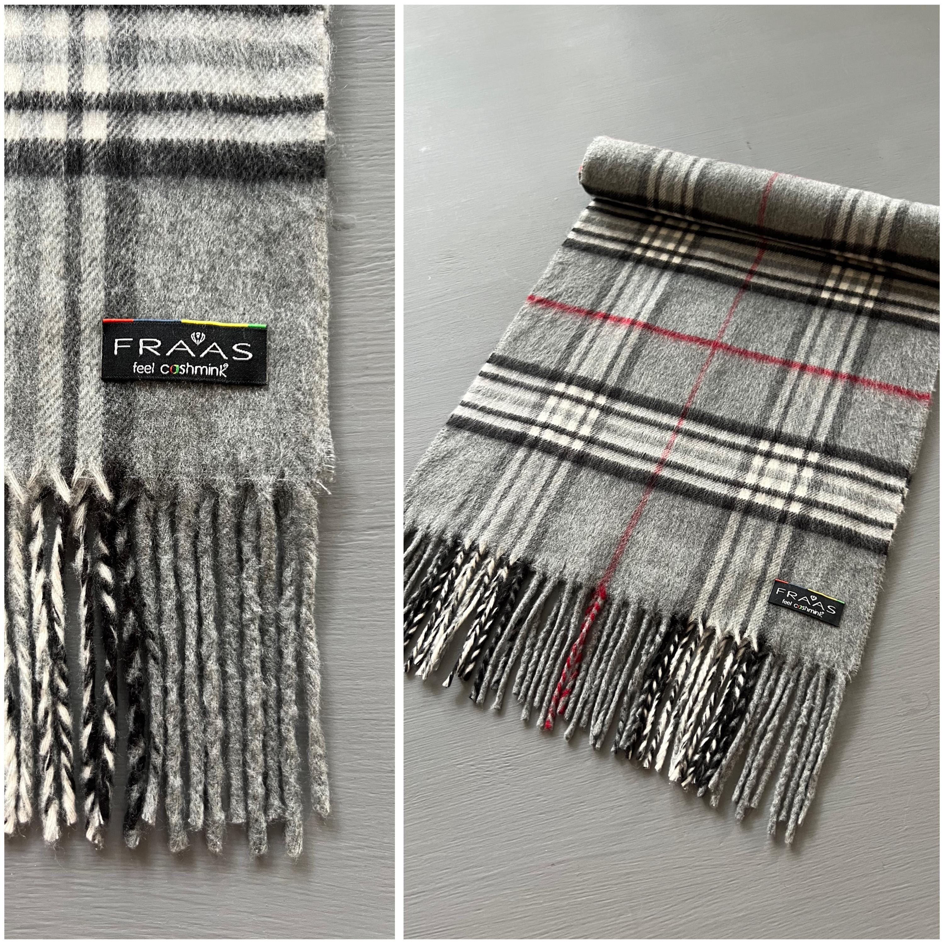 Vtg Fraas Feel Cashmink Sweet Scarf Cray Black White Red Checkered