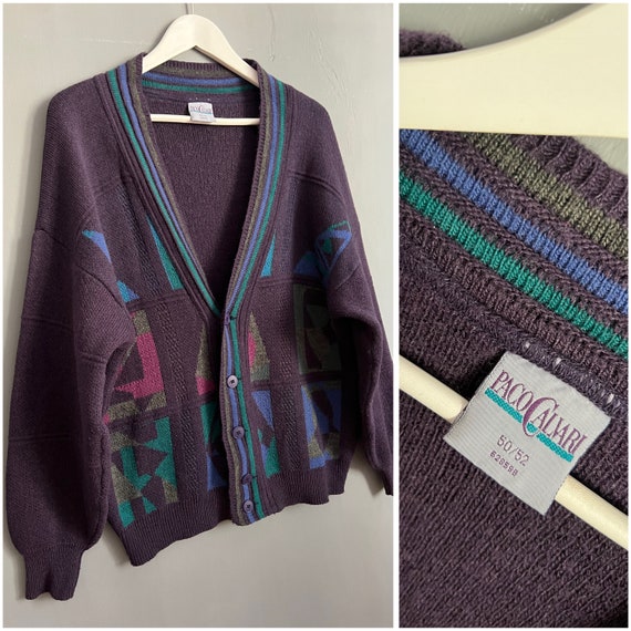 Vintage 90's Paco Calvari Knitted Pullover, Multicolor Wool Vintage 90's Paco Calvari Knitted Pullover, Multicolor Wool