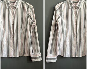 Chemise Femme Banana Republic - Taille XS, Gris Vichy Délavé, Manches Longues Boutonnées - Occasion Très Bon état