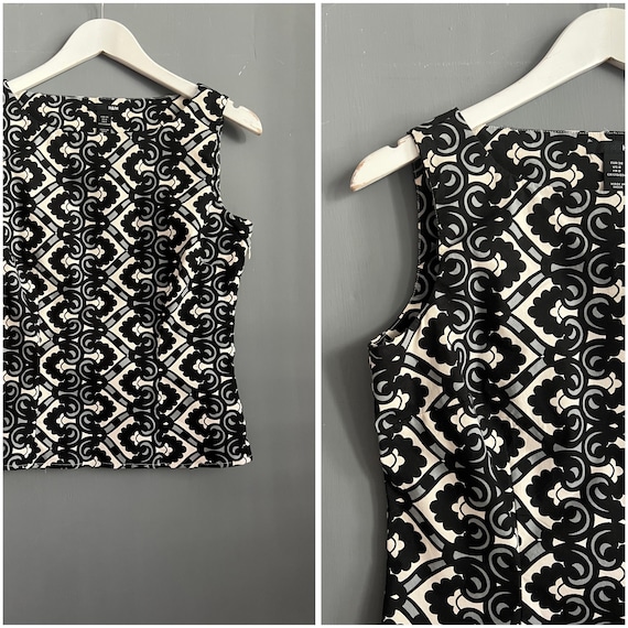 ヴィンテージ H&M ブロックプリント トップス ブラック グレー 