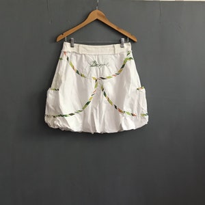 Vintage Desigual Floral Bohemian Skirt Women, Retro Hippie Boho Festival Skirt, White and Colorful Summer Skirt, Embroidery Skirt, Size S