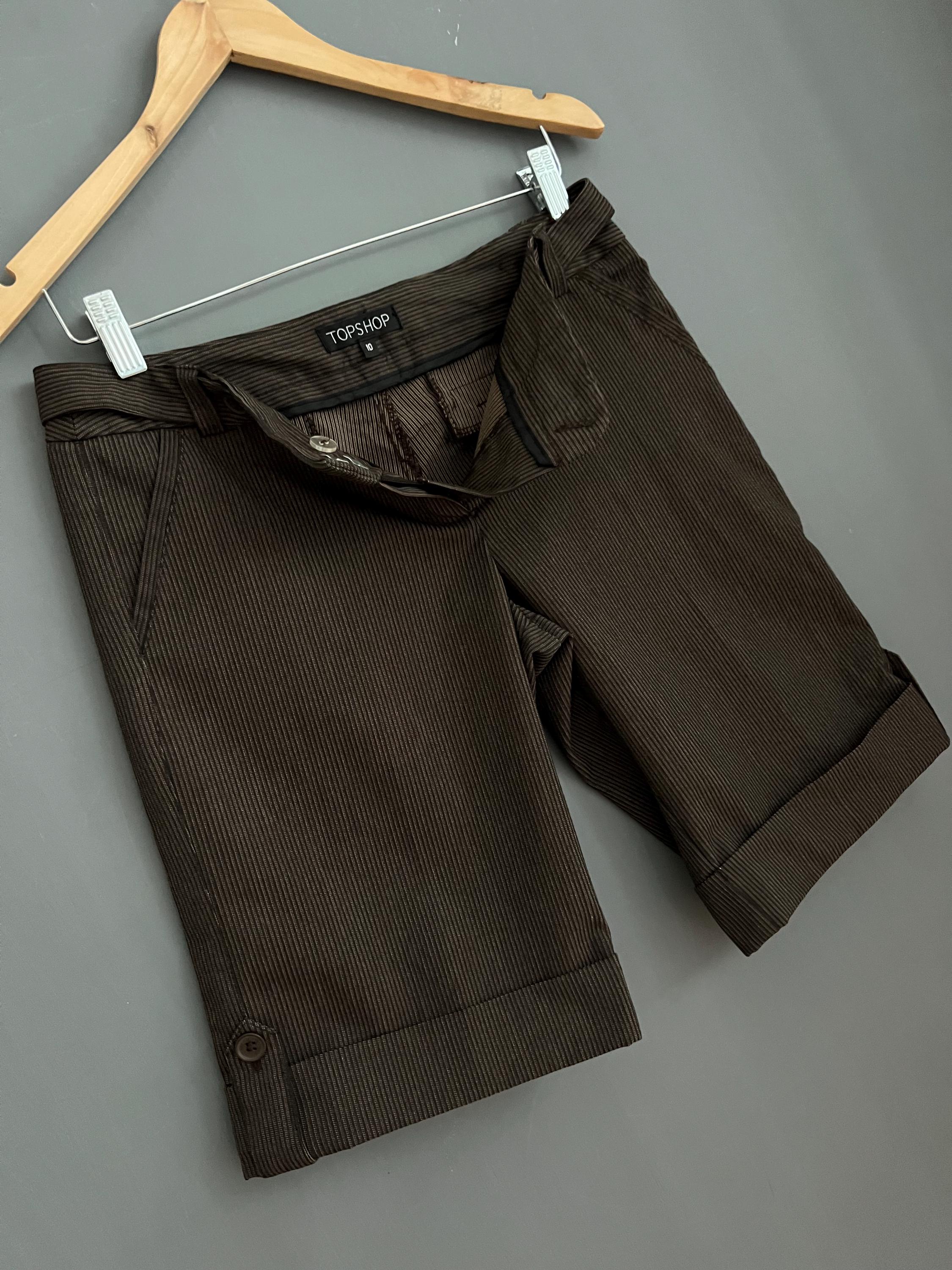 Vtg Y2K 2000's Topshop Sweet Bermuda Shorts Chocolate Brown White
