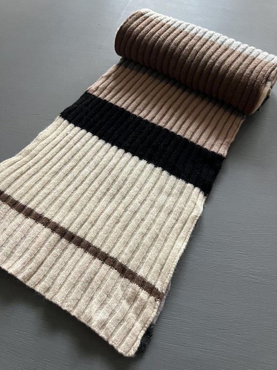 Cashmere Sciarpe Hm Uomo Vtg H&M Lambswool Sciarpa Crema Grigio