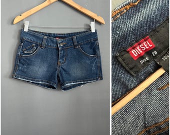 Vtg Y2K 2000's Diesel Sweet Ultra Mini Denim Shorts Medium Washed