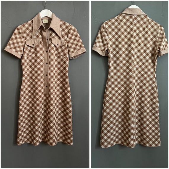 ★BAD BLOOD★ Vintage Club Polo Mini Dress - Check Brown POLO DRESS BROWN – MOWALOLA