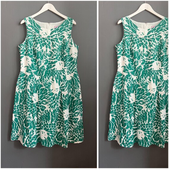 Vtg Peruna by Marks & Spenser Sweet Linen MIDI Dress Turquoise White  Abstract Print Sleeveless Crew Neck Back Zippered All Lined Summer Sz L -  Etsy