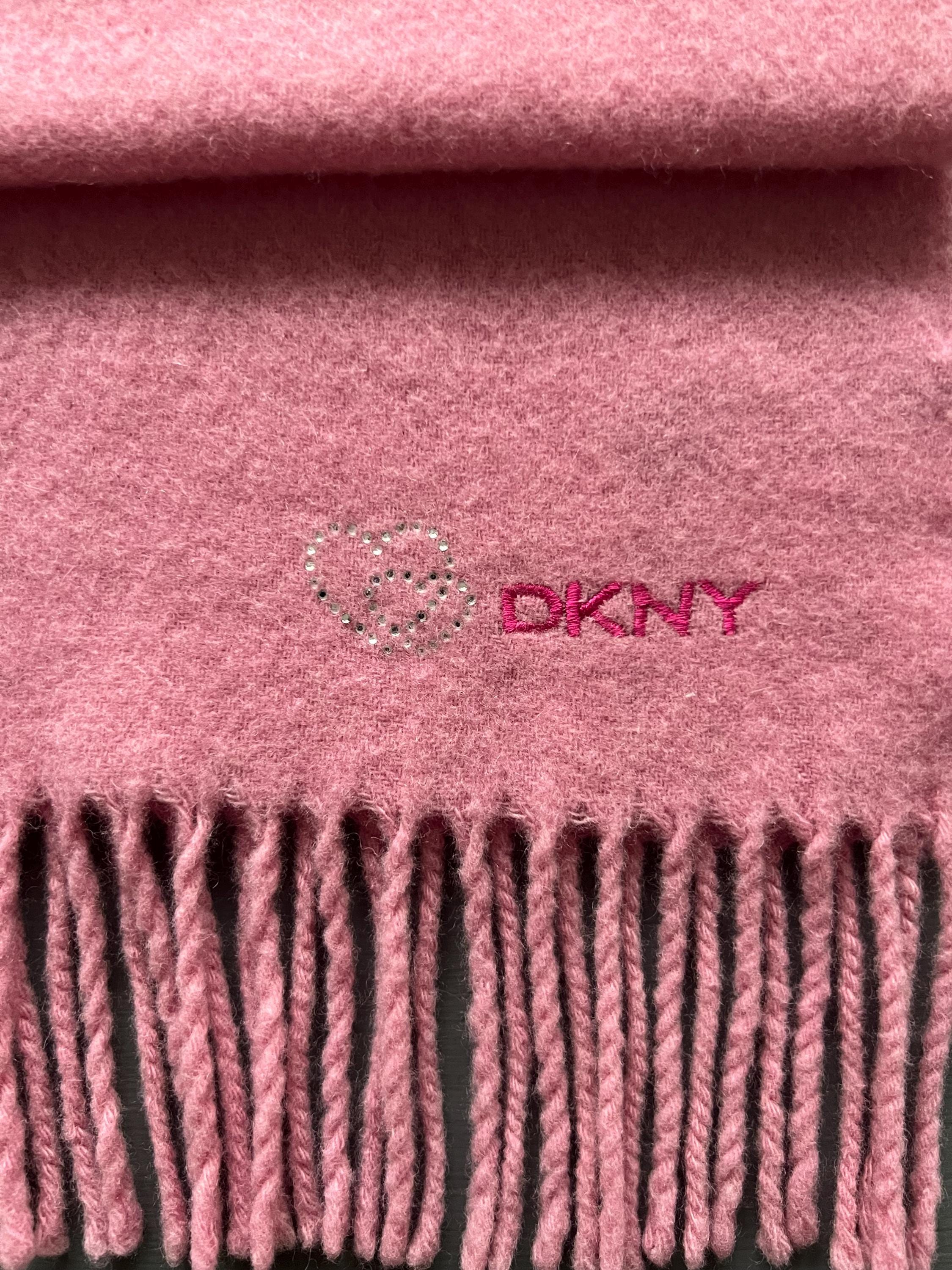Vintage DKNY Sweet Wool Blend Scarf One Tone Pale Pink Shawl