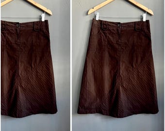 Falda MIDI vintage de S.Oliver, color marrón chocolate, de algodón, con botones y cremallera en la parte delantera, estilo retro, regalo para ella.