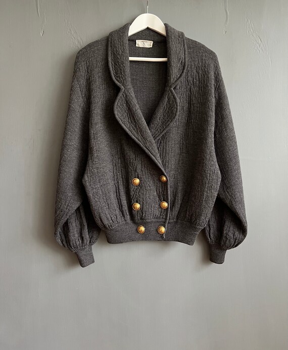 Vintage Valentino Studio Oversized Sweater, Graphite Gray Wool 